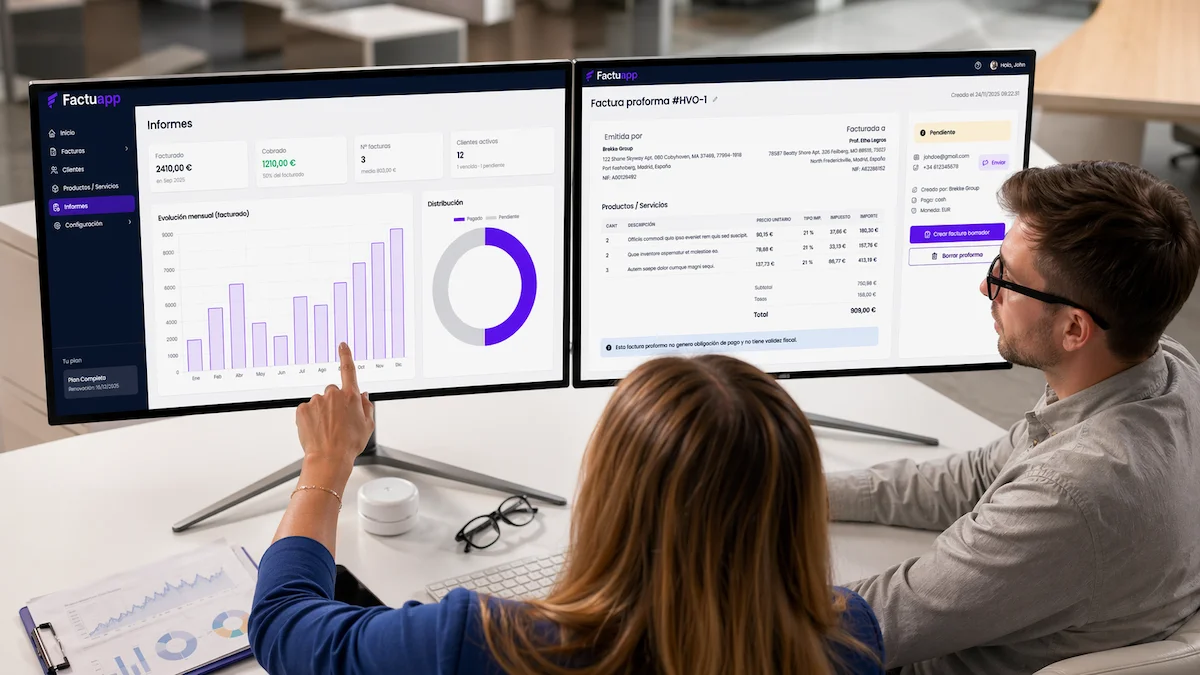 Factuapp en pantalla para equipos