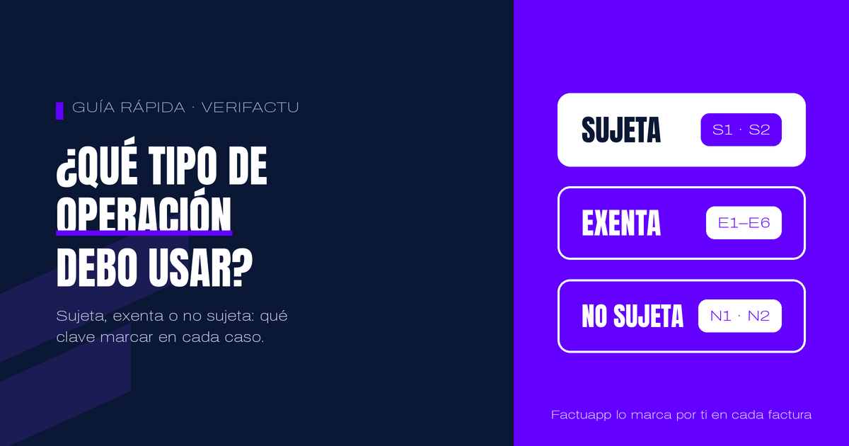 ¿Qué tipo de operación y qué exención debo usar en mis facturas?